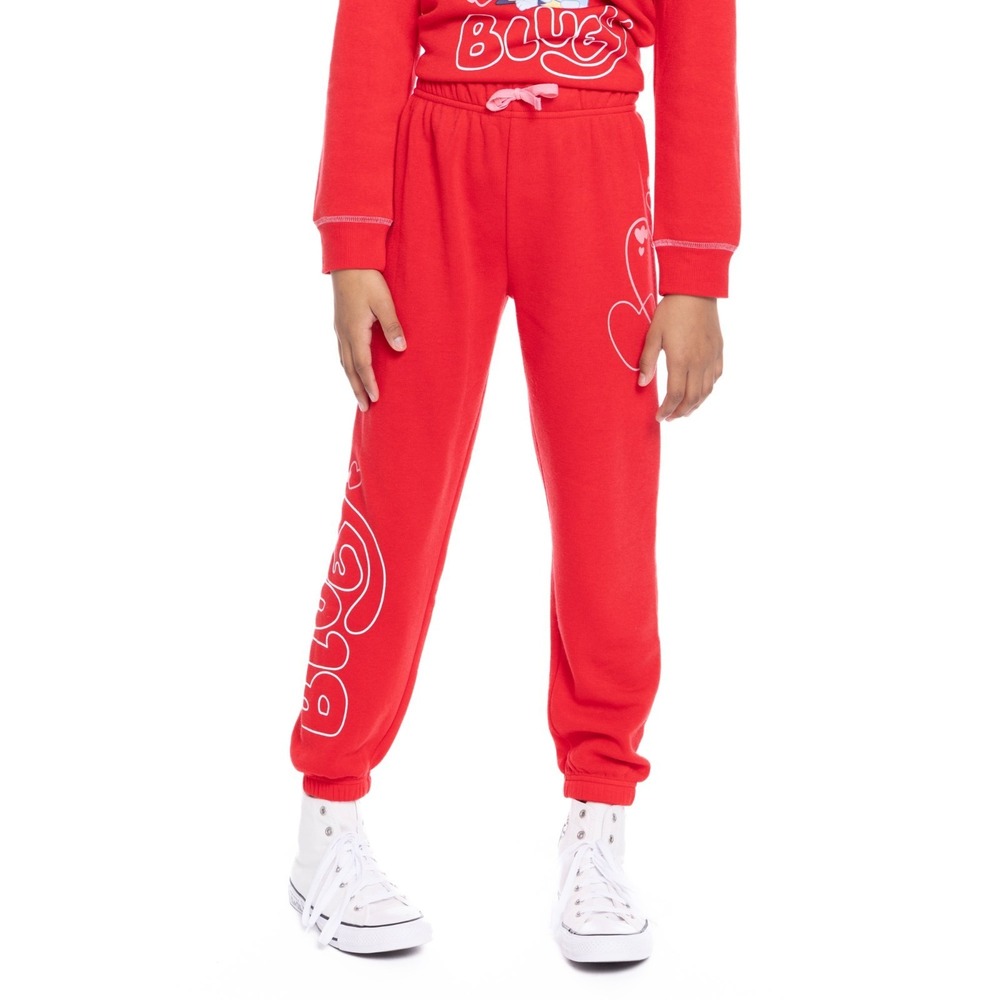 Bluey Valentine's Day Jogger Sweatpant Girls Red Drawstring Waist - 7/8 NWT